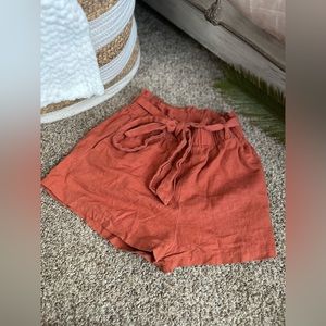 Burnt orange tie shorts